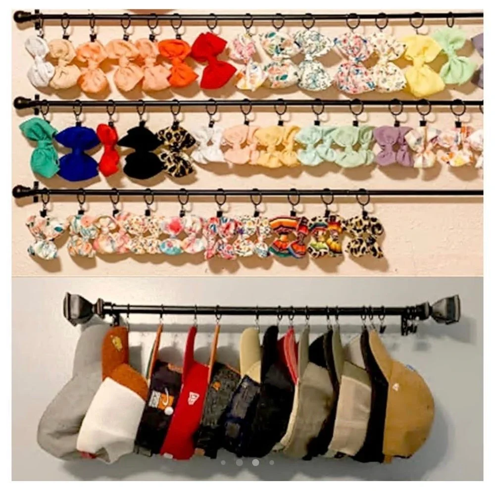 21 Pack Black Curtain Rings with Clips, Curtain Hooks Hangers‎ Clip Rings
